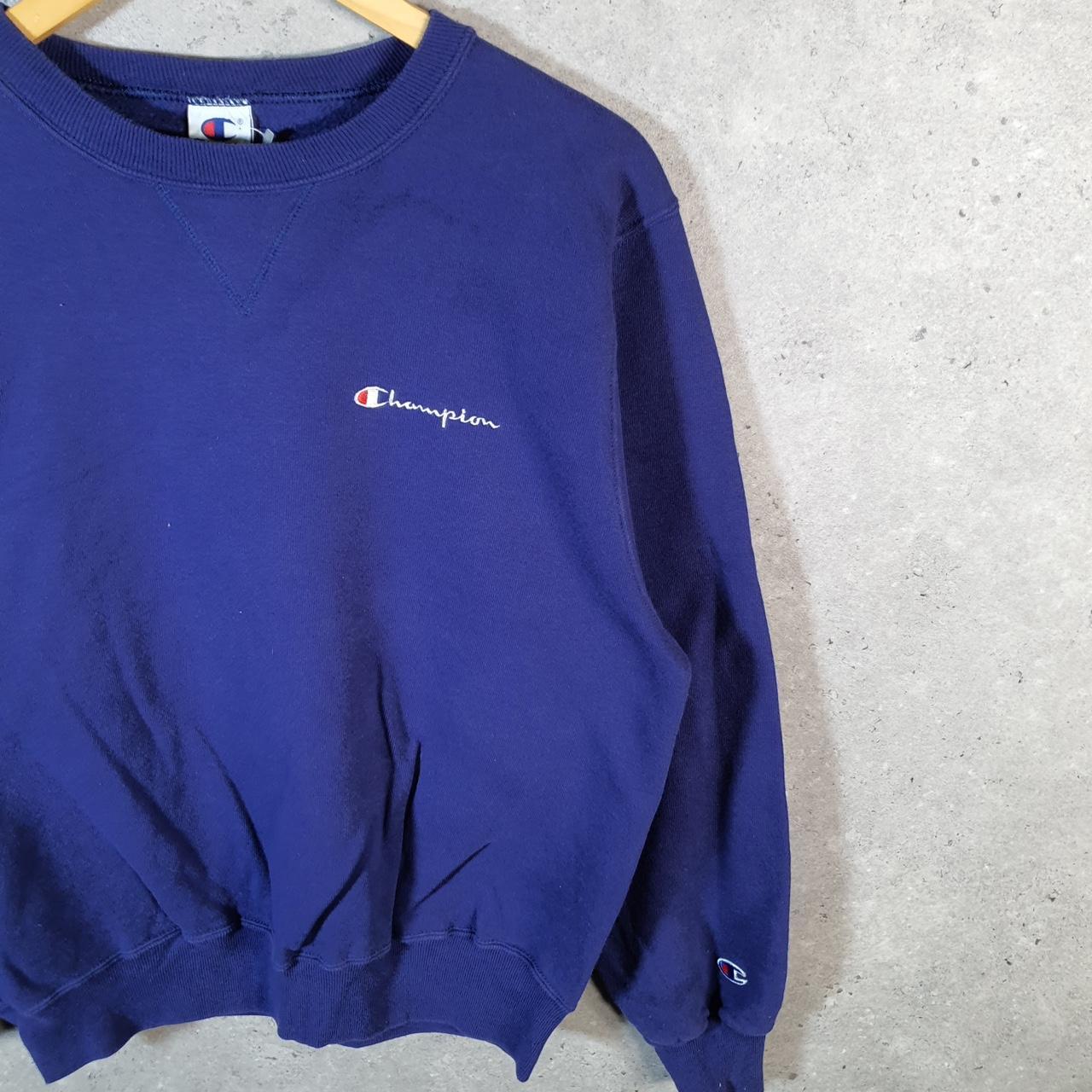 Vintage Champion Sweatshirt Men’s Medium Navy Blue USA Pullover Spellout Logo