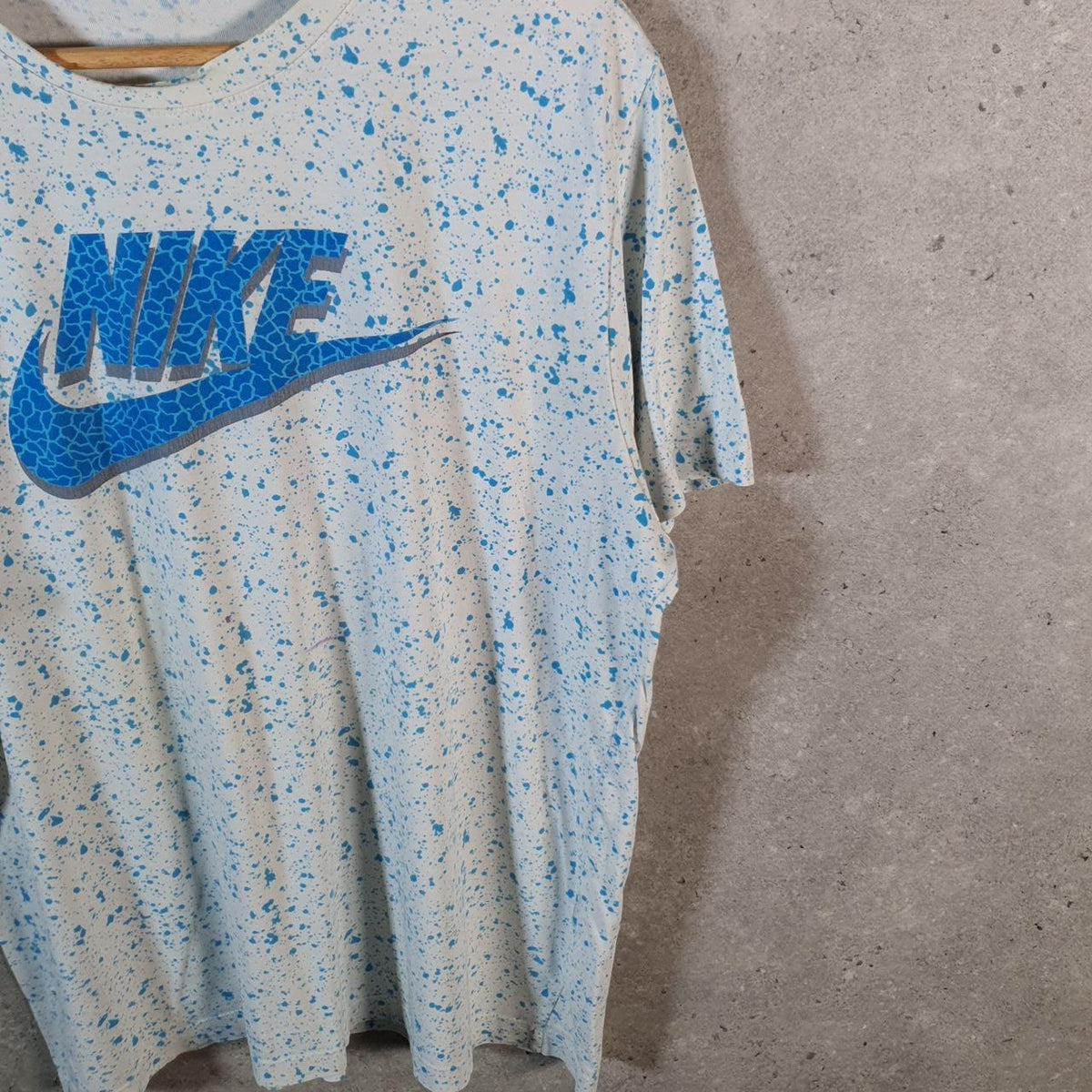 Vintage Nike Spellout Club T Shirt Men’s Large Blue Logo Swoosh Loose Fit Athletic