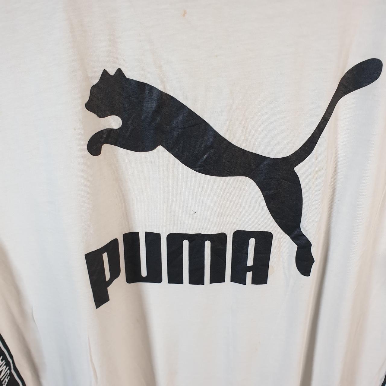 Vintage Puma Spellout T Shirt Womens UK10 White sports Logo Athletic