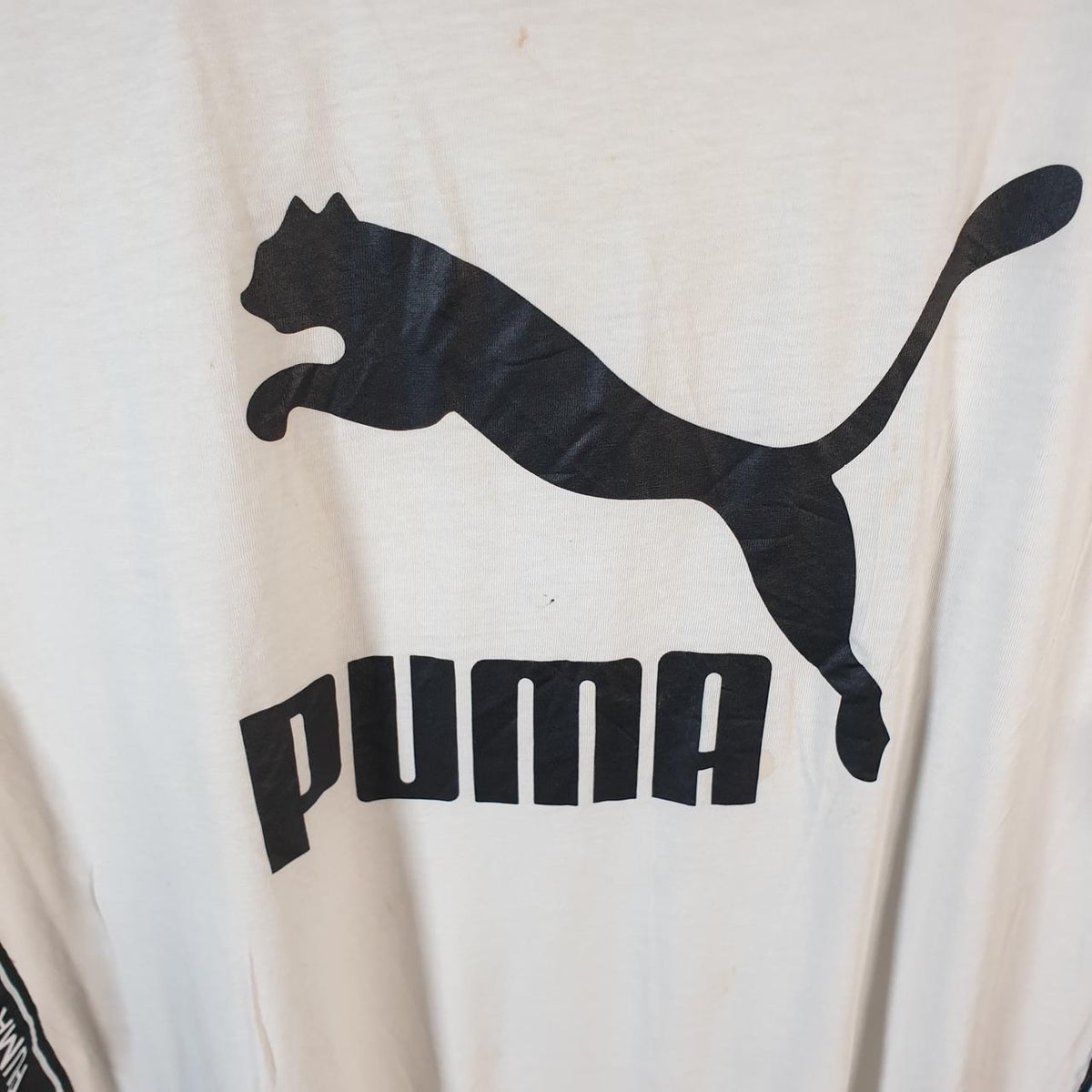 Vintage Puma Spellout T Shirt Womens UK10 White sports Logo Athletic
