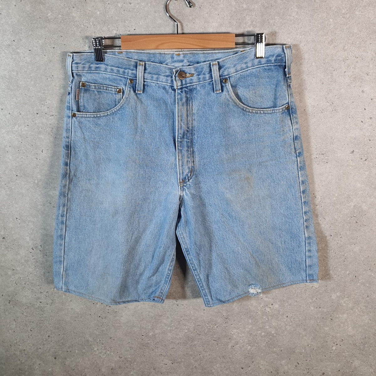 Vintage Carhartt Baggy Carpenter Shorts Jorts Cargo Men’s W36 Blue Relaxed Fit Workwear A4856