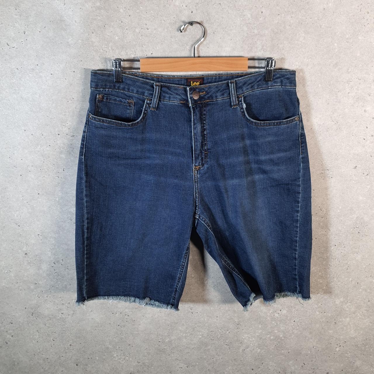 Vintage Lee Baggy Shorts Jorts Cargo Womens W34 Blue Denim Relaxed Cargo