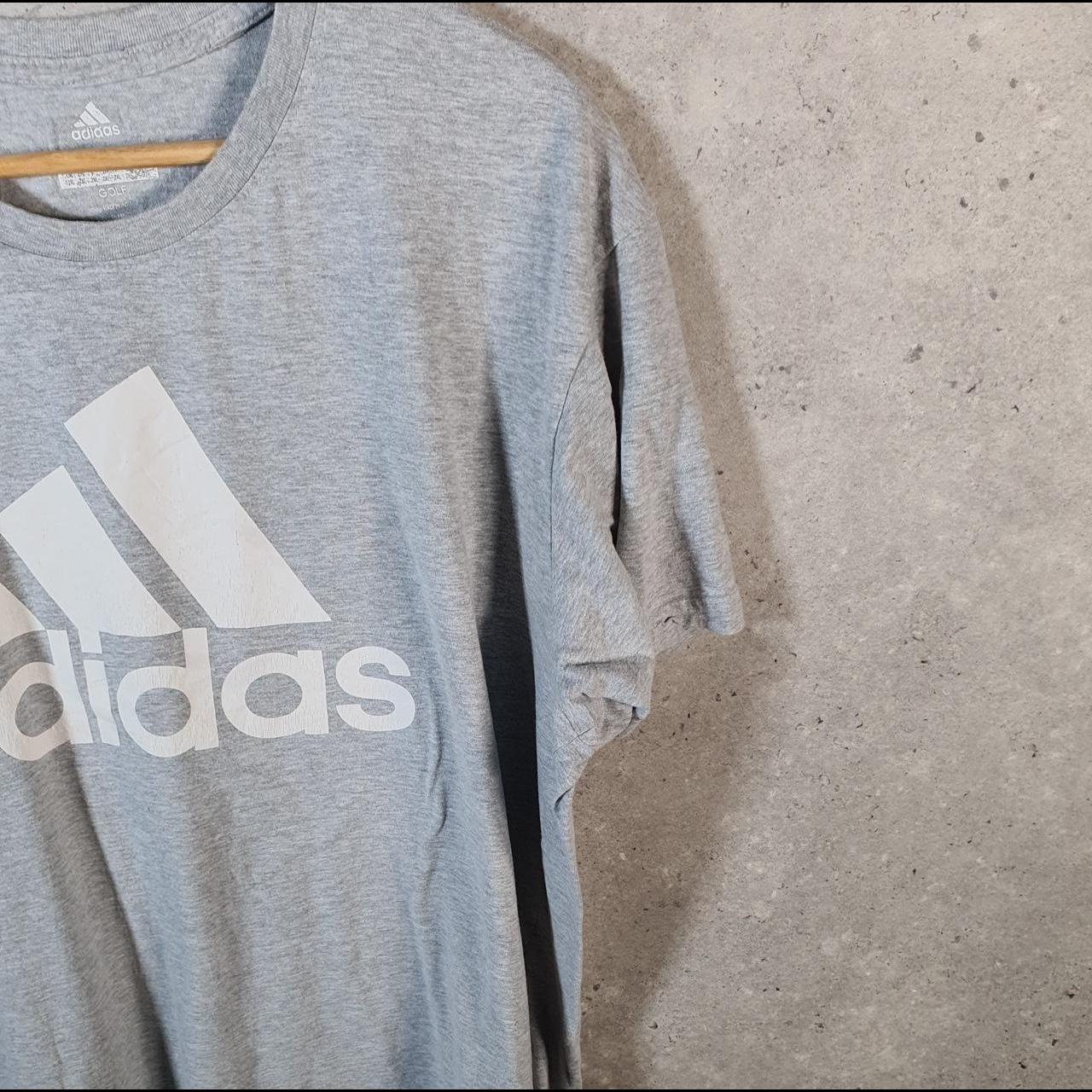 Vintage Adidas Golf T Shirt Men’s 2XL Grey Three Stripes Logo Athletic