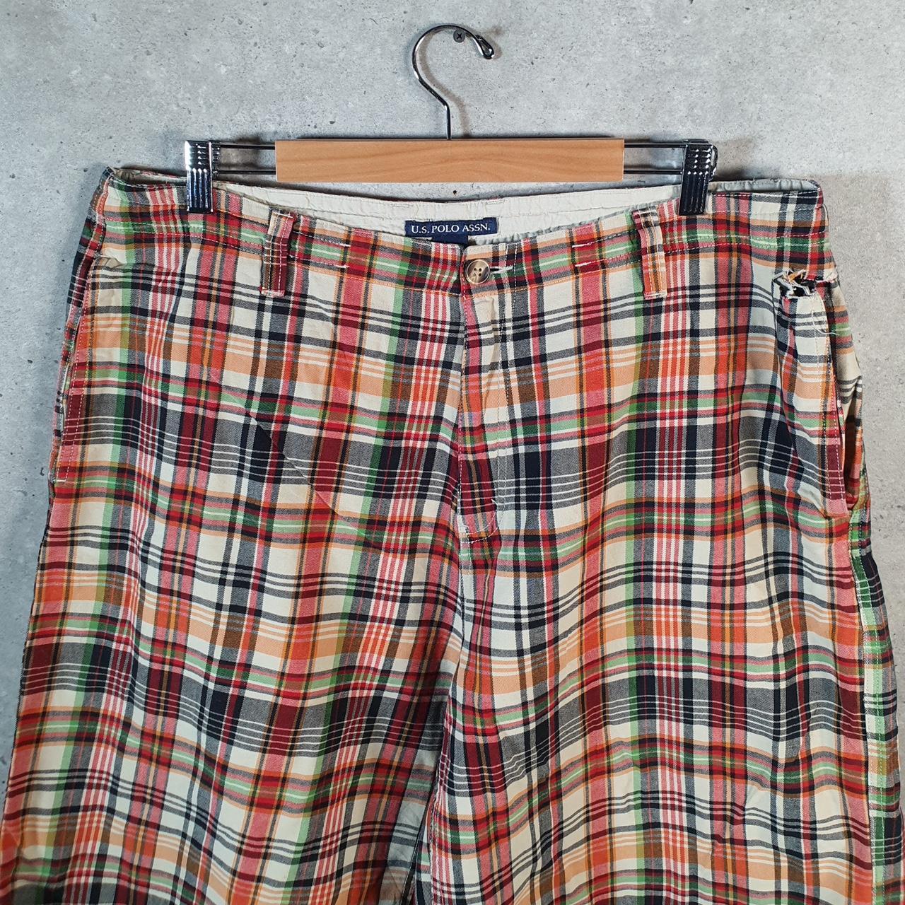 Vintage U.S. Polo Assn. Chino Shorts Jorts Cargo Mens W38 Checkered Baggy Cotton A4398