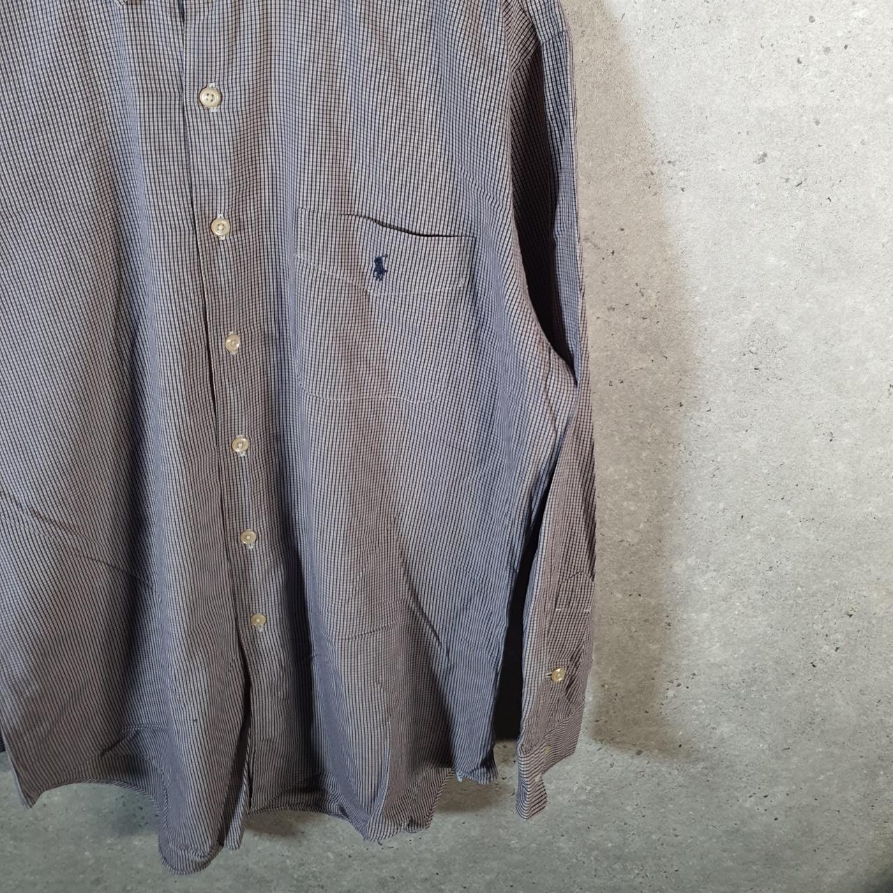 Vintage Ralph Lauren Button Down Shirt Men’s Medium Grey Crane Checkered Cotton Pony