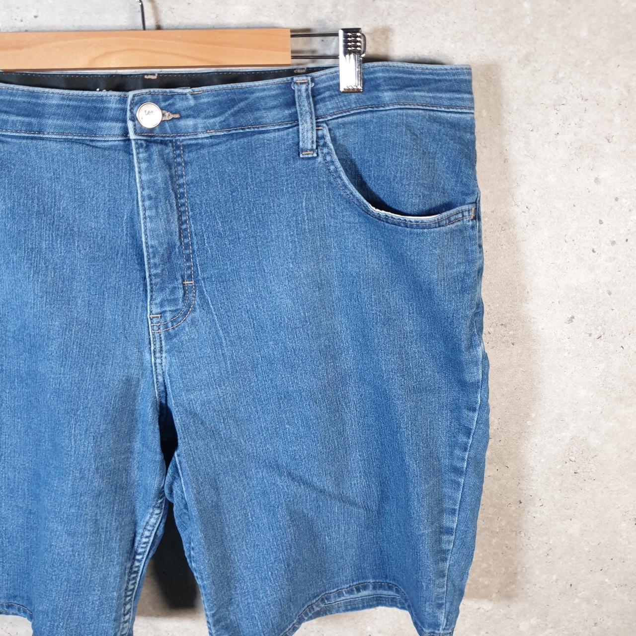 Vintage Lee Baggy Shorts Jorts Cargo Womens W42 Blue Denim Relaxed Cargo