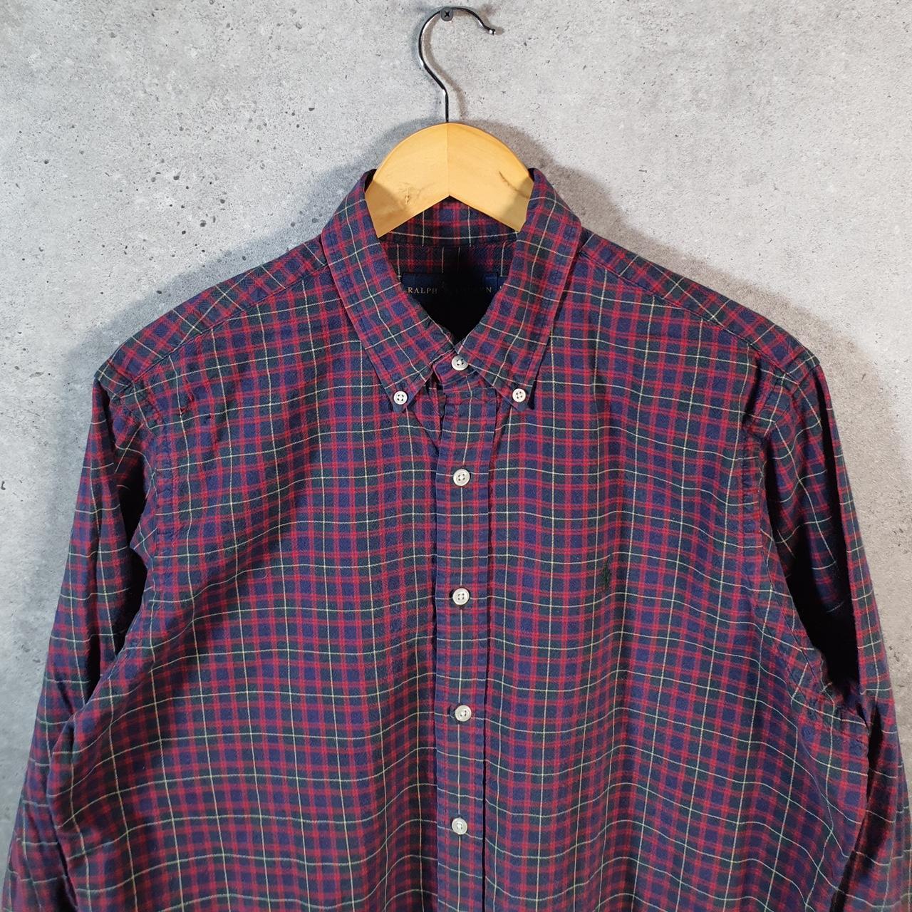 Vintage Ralph Lauren Button Down Shirt Men’s Large Burgundy Checkered Classic Pony Casual C8460