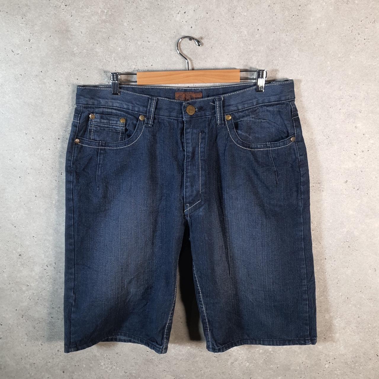 Vintage Jean Station Baggy Y2K Hip Hop Jorts Shorts Mens W38 Blue Denim USA A4678