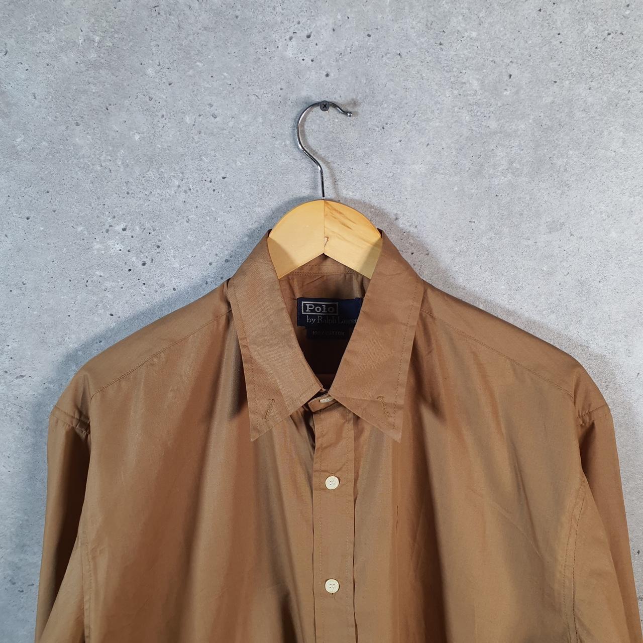 Vintage Ralph Lauren Button Down Shirt Womens Brown XL Classic Fit Cotton Pocket Big Fish Vintage