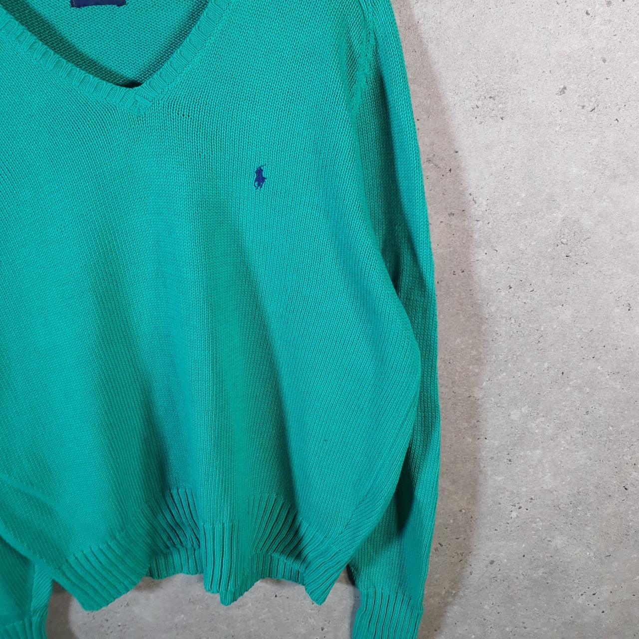 Vintage Ralph Lauren Polo Knit Sweatshirt Men’s Large Blue Cotton Pullover Pony