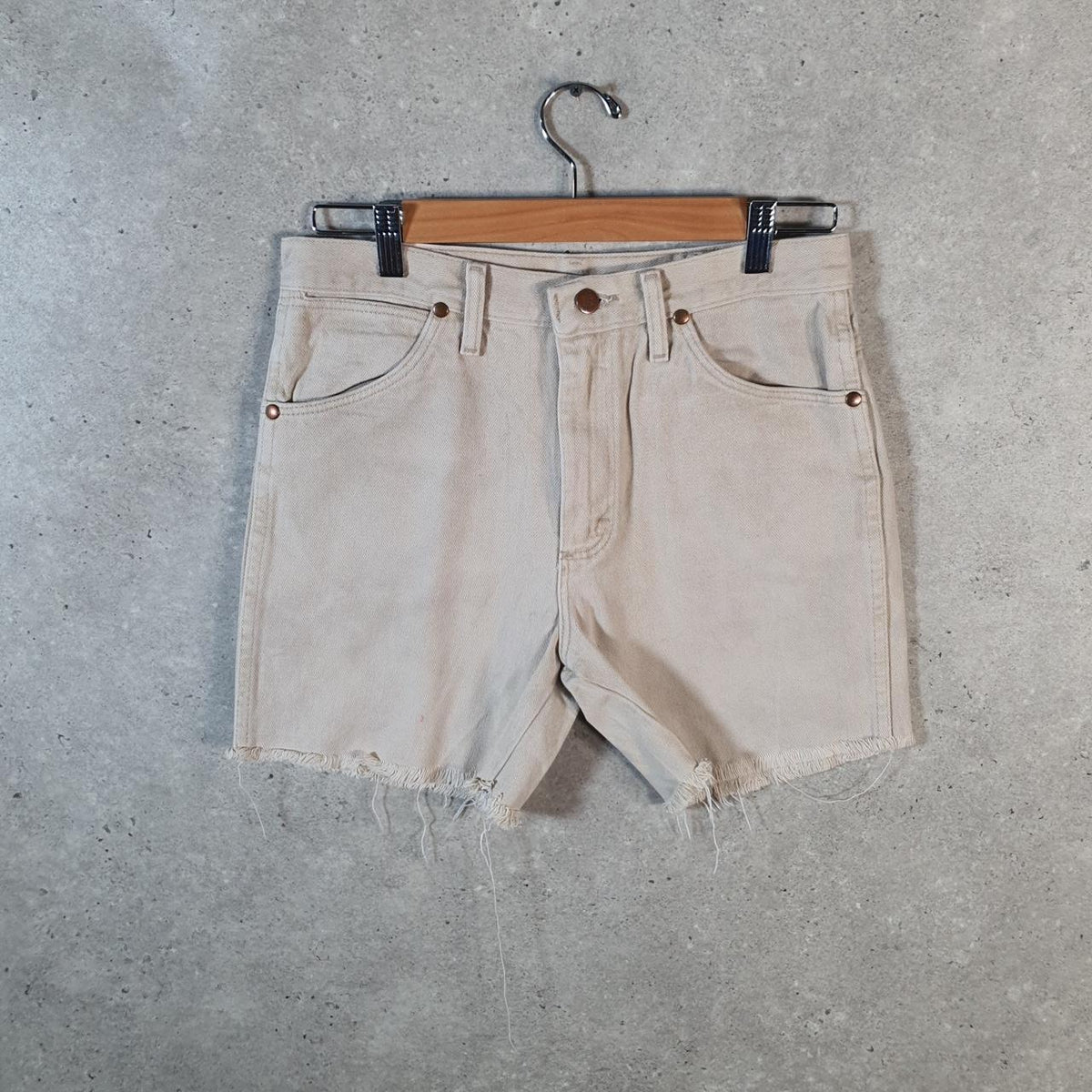Vintage Wrangler Denim Shorts Jorts Cargo Men’s W30 Brown Relaxed Baggy Cotton