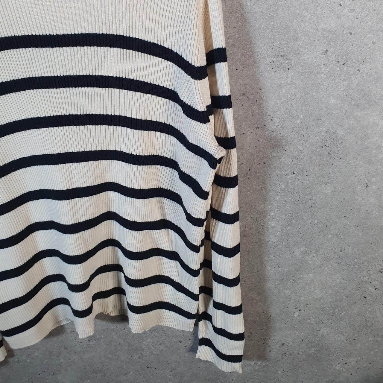 Vintage Ralph Lauren Polo Knit Sweater Womens XL Beige Striped Cotton Pullover