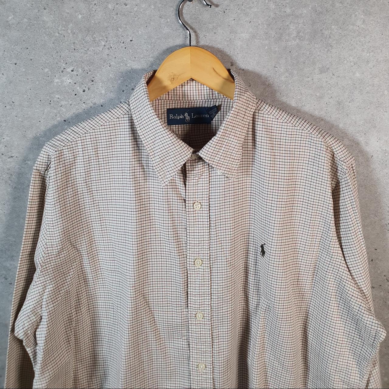 Vintage Ralph Lauren Button Down Shirt Men’s XL Brown Checkered Pony Classic Casual C8449