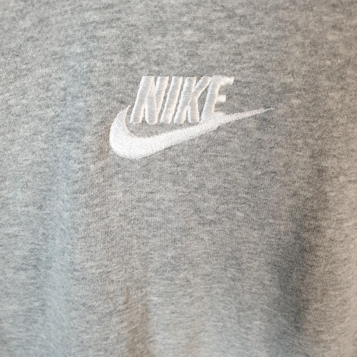 Vintage Nike Club Hoodie Men’s Small Grey Centre Swoosh Y2K Pullover Sweatshirt Logo