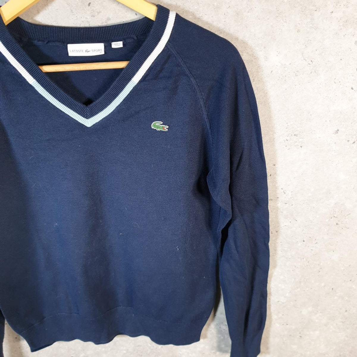 Vintage Lacoste Sweatshirt Womens Navy Blue Pullover Logo Y2K Jumper