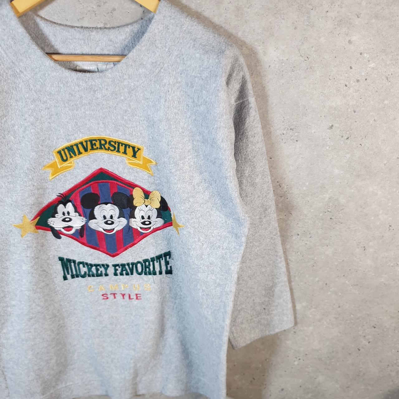 Disney Mickey Mouse Fleece Pullover Sweatshirt Womens Large Grey Embroidered Logo