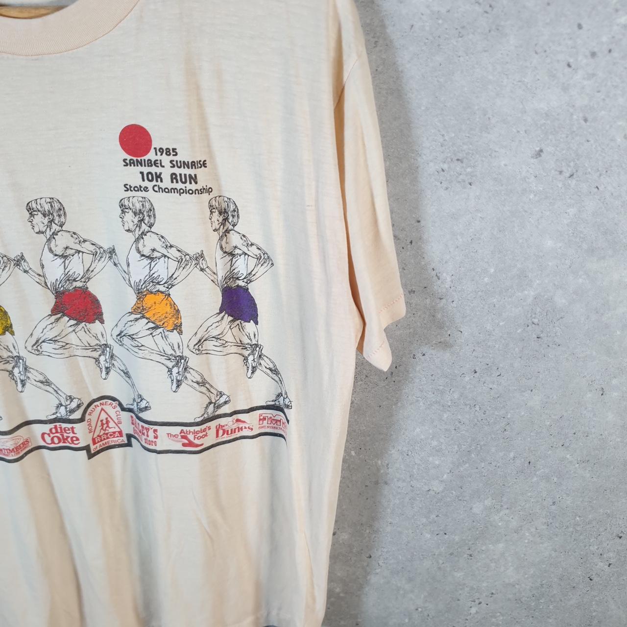 Vintage 1985 Sanibel Sunrise 10k Run USA Single Stitch T Shirt Men’s Medium Brown