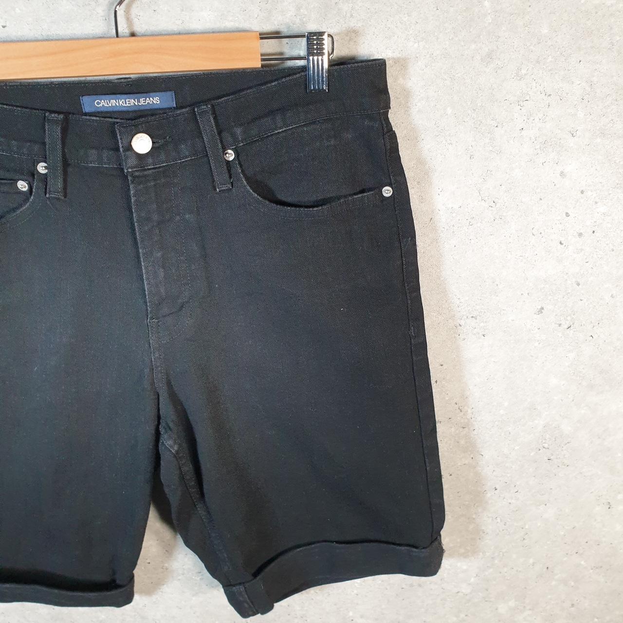 Vintage Calvin Klein Shorts Jorts Cargo Womens W34 Black Relaxed Denim