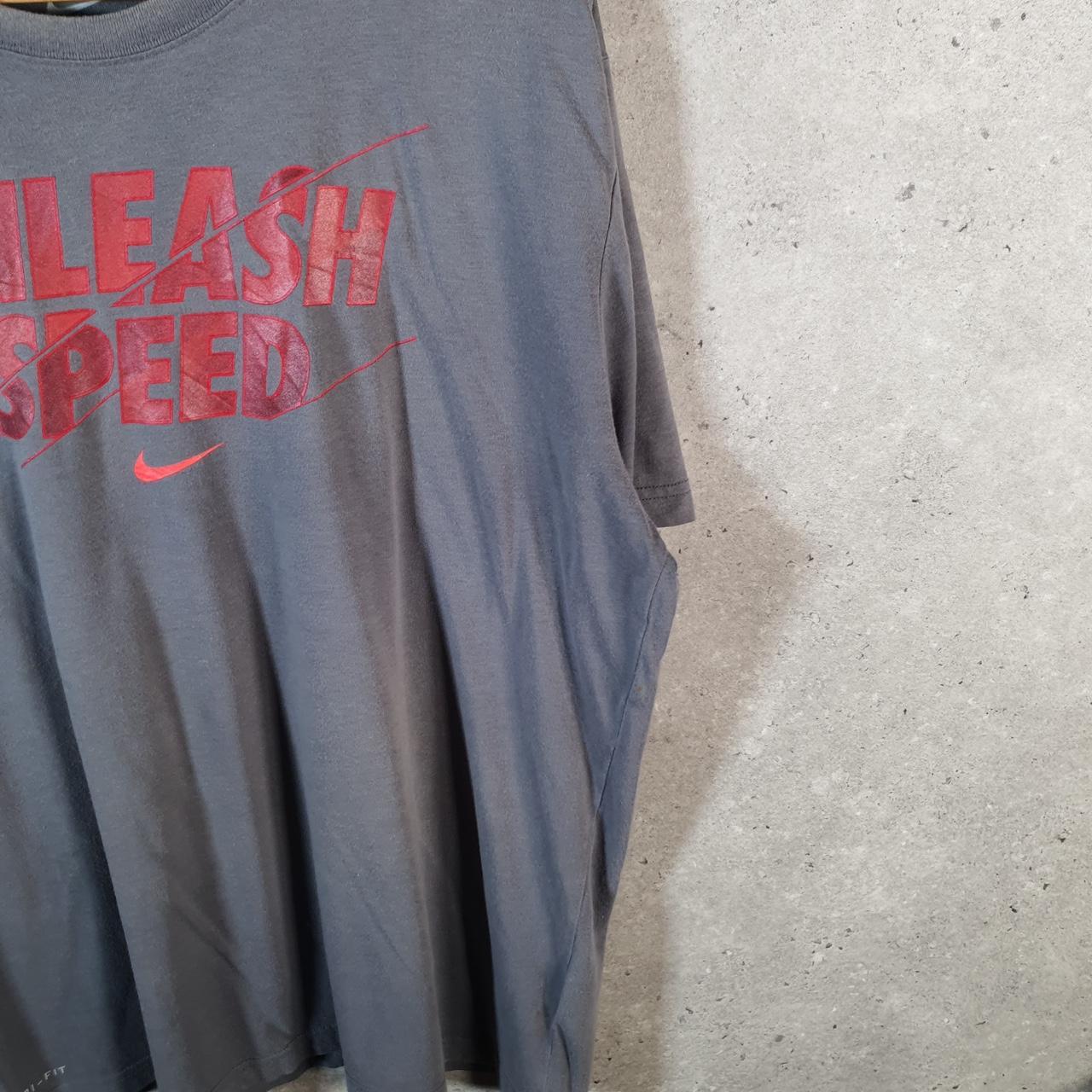 Vintage Nike Dri Fit Unleash Speed T Shirt Men’s XL Grey Logo Swoosh Athletic