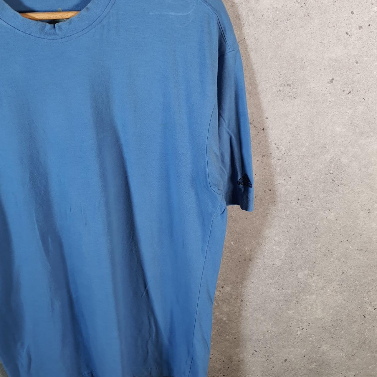 Vintage Adidas T Shirt Men’s Large Blue Three Stripes Athletic Logo