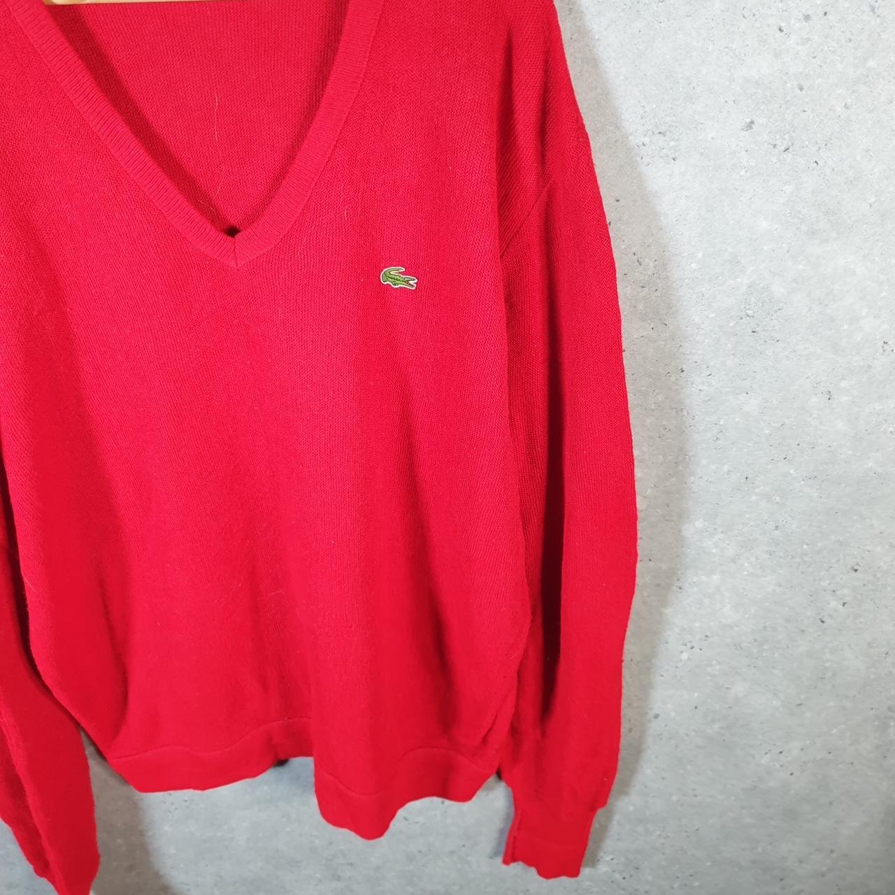 Vintage Izod 90s Lacoste Knit Sweatshirt Men’s XL Red Pullover Logo Y2K Jumper Logo