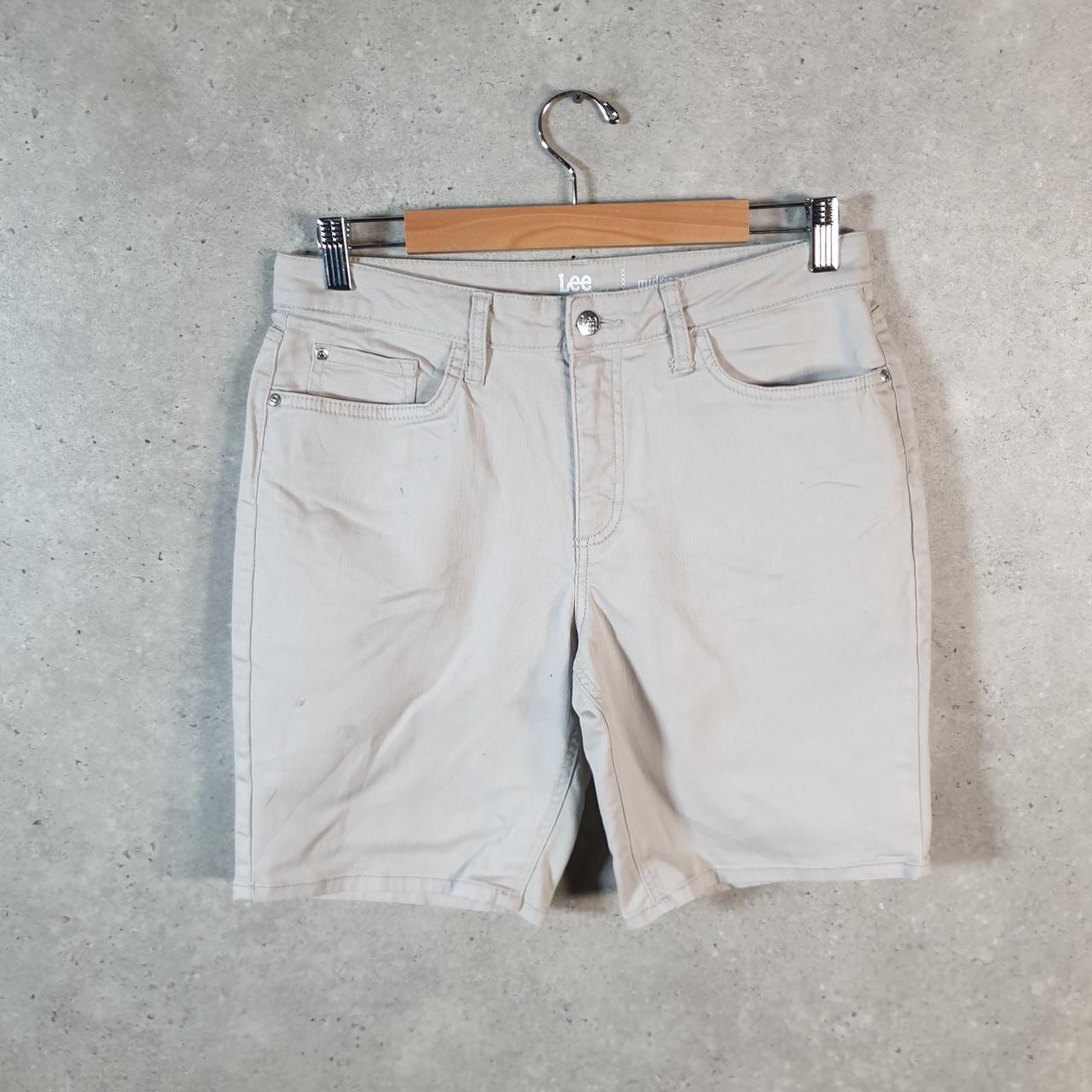 Vintage Lee Baggy Shorts Jorts Cargo Womens W30 Beige Relaxed Denim