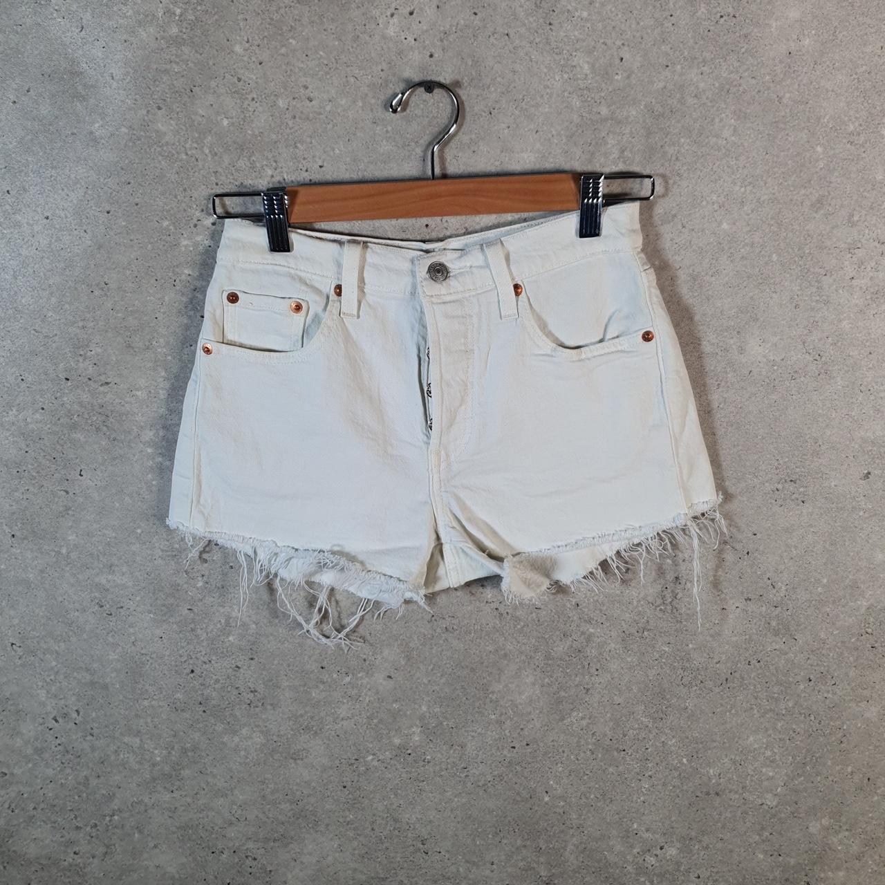 Vintage Levi’s 501 Cut Off Shorts Jorts Cargo Womens W25 White Relaxed Denim