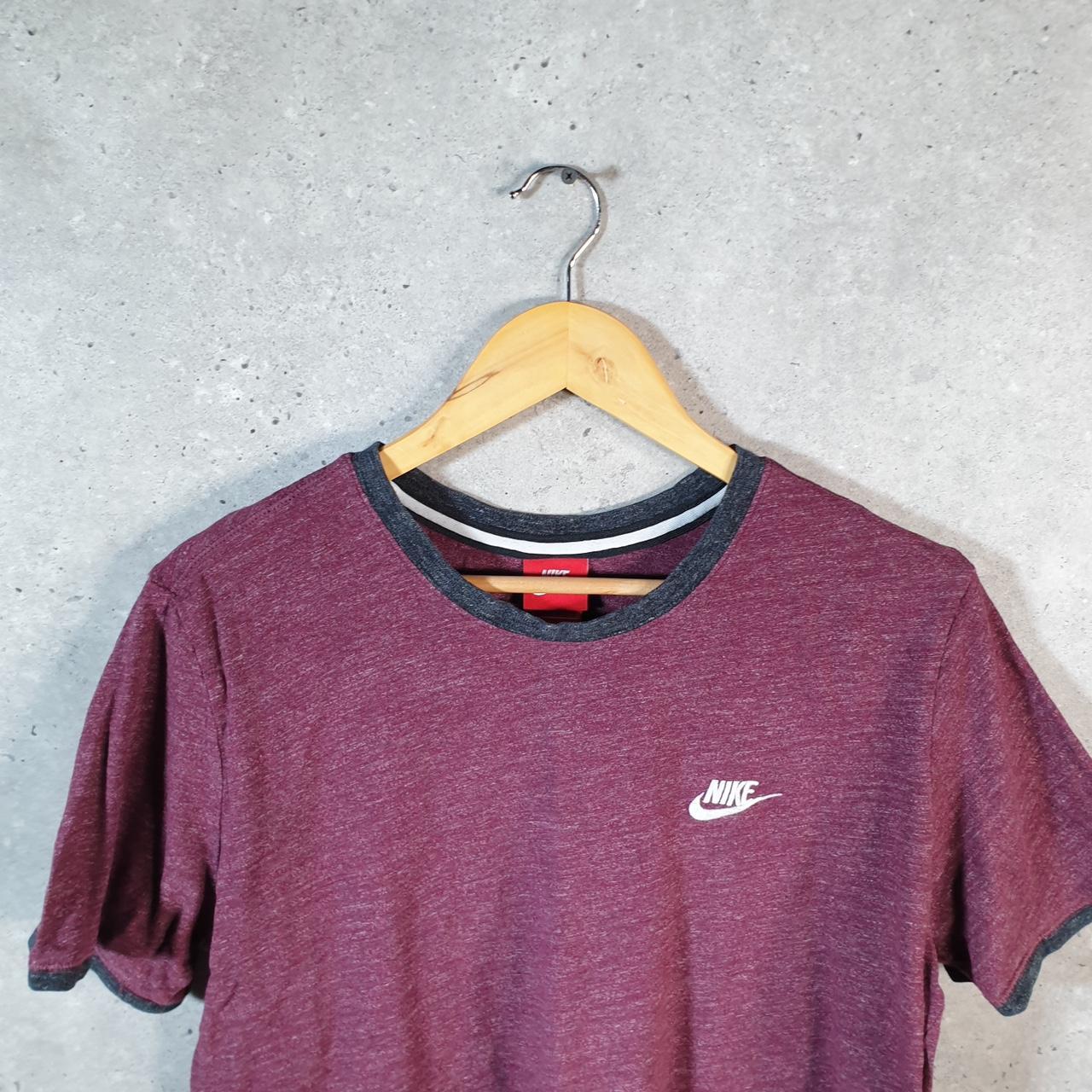 Vintage Nike Club T Shirt Men’s Large Burgundy Red Single Swoosh Logo Athletic C8282