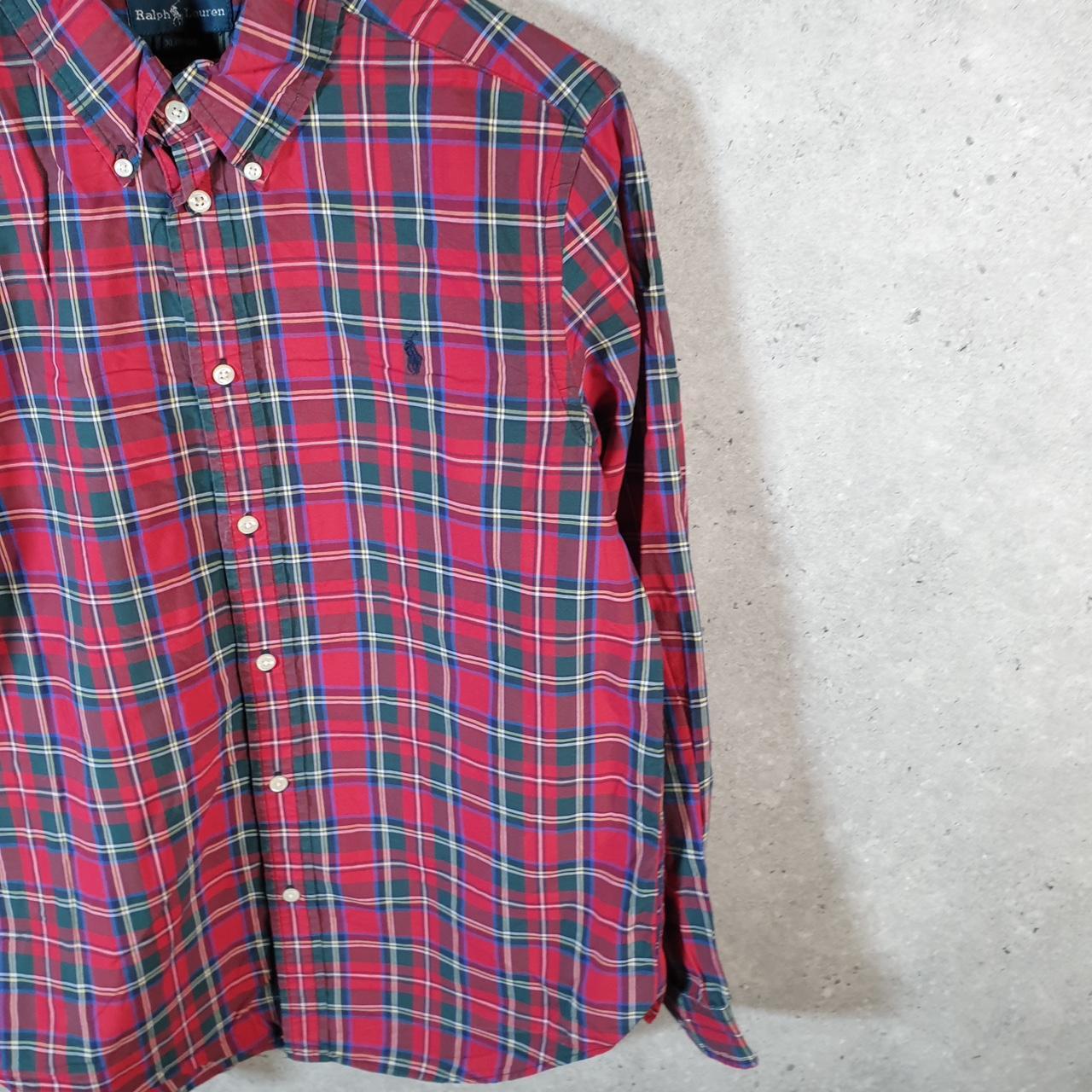 Vintage Ralph Lauren Button Down Shirt Womens XL Red Checkered Cotton Pony