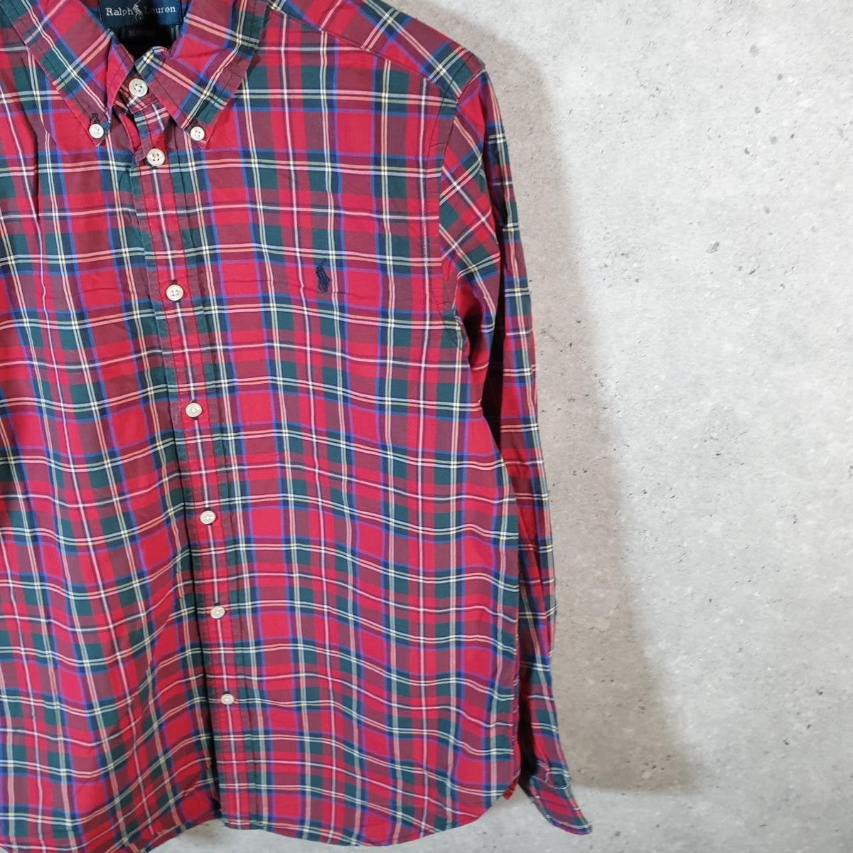 Vintage Ralph Lauren Button Down Shirt Womens XL Red Checkered Cotton Pony