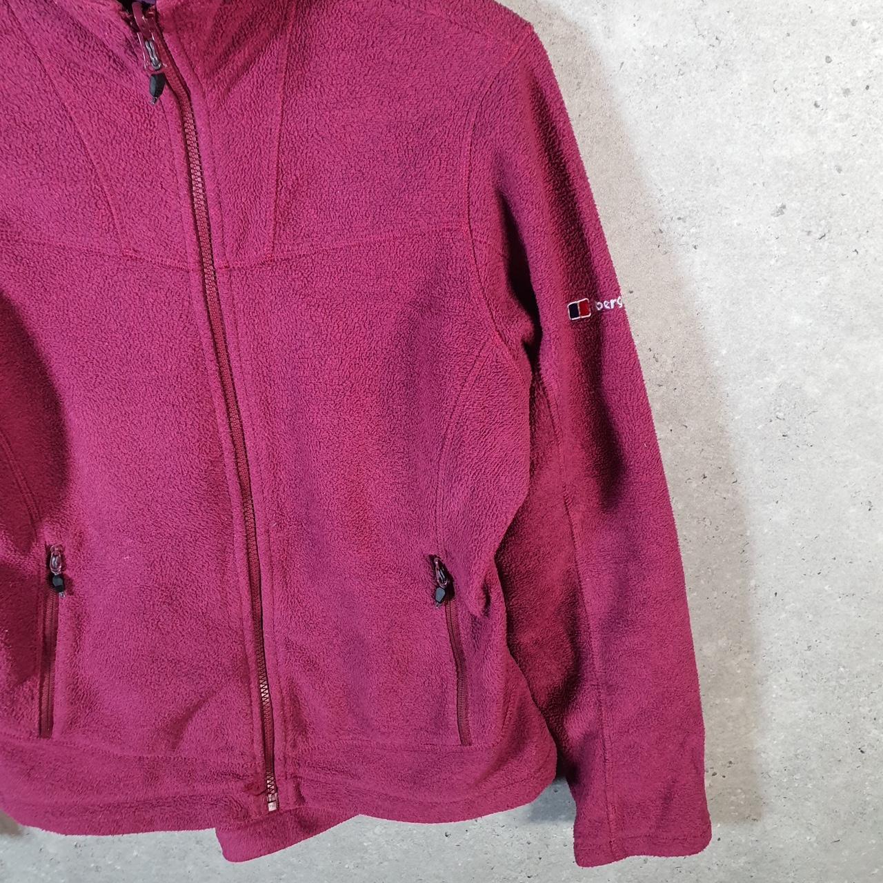 Vintage Berghaus Teddy Fleece Sweatshirt Womens UK12 Pink Full Zip Logo
