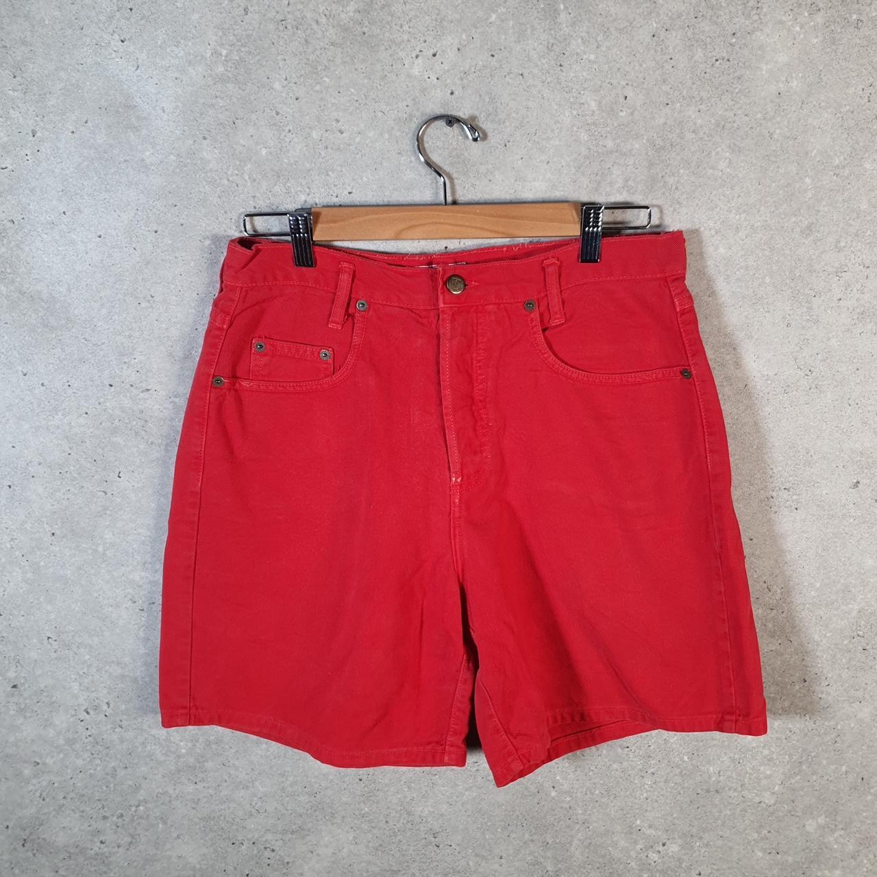 Vintage Guess Baggy Shorts Jorts Cargo Womens W30 Red Relaxed Denim