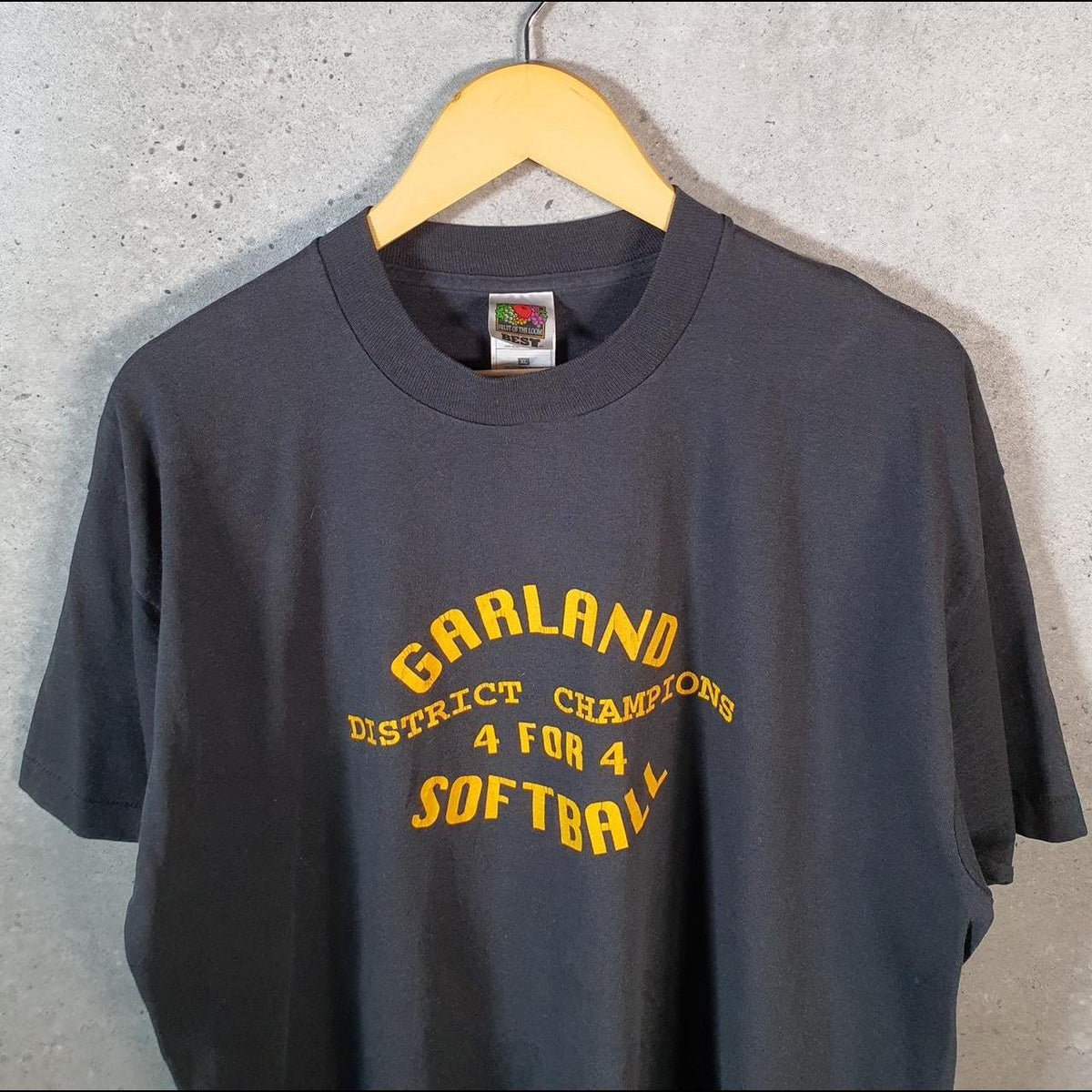 Vintage Fruit of the Loom Garland Softball 90s USA Single Stitch T Shirt Men’s XL Black C9652