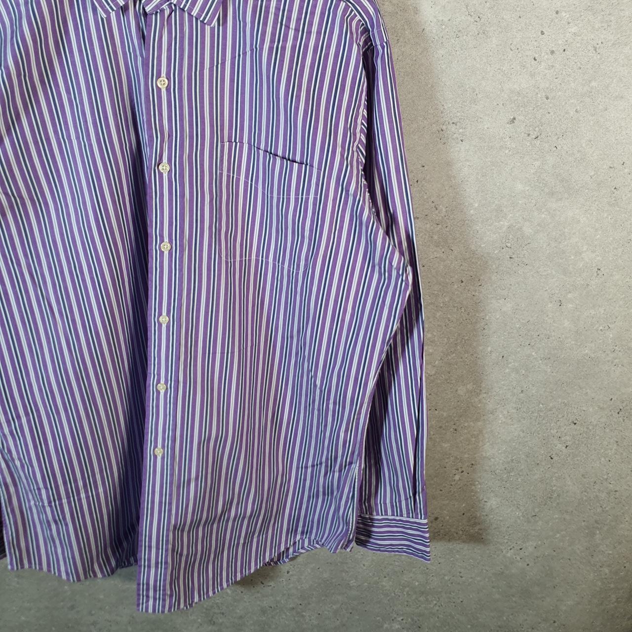 Vintage Ralph Lauren Button Down Shirt Men’s Large Purple Striped Curham Sport Cotton
