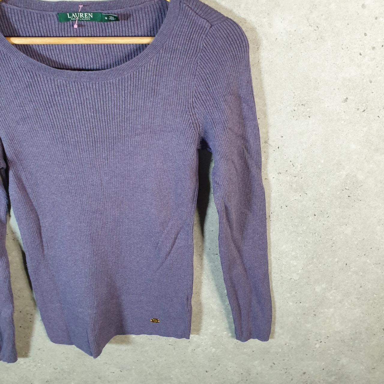 Vintage Ralph Lauren Polo Cable Knit Sweater Womens Medium Purple Cotton Pullover