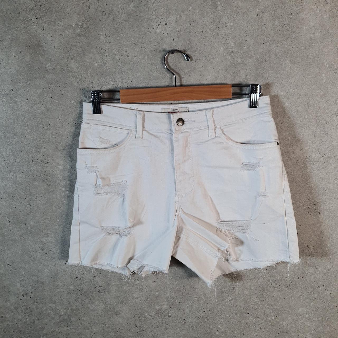 Vintage Wrangler Cut Short Baggy Shorts Jorts Cargo Womens W30 White Relaxed Denim A4521