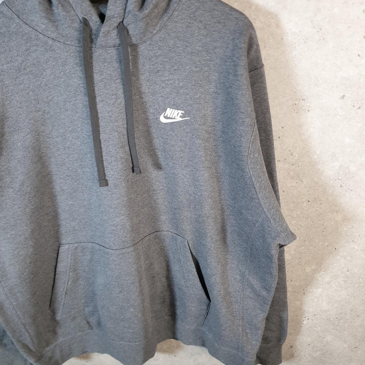 Vintage Nike Club Embroidered Hoodie Men’s XL Grey Swoosh Y2K Pullover