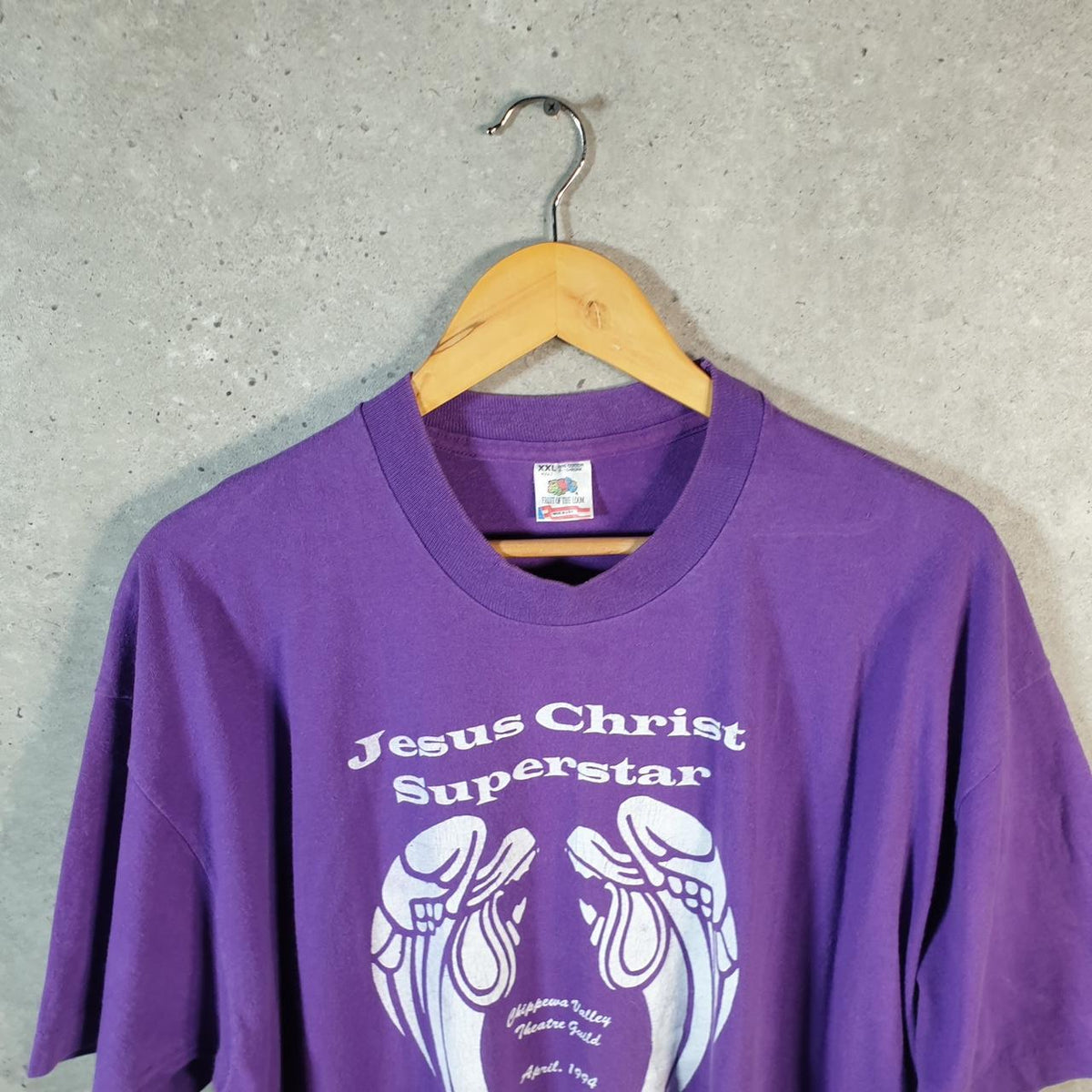 Vintage Fruit of the Loom Jesus Church 1994 Chippewa Valley 90s USA Single Stitch T Shirt Men’s 2XL Purple Big Fish Vintage
