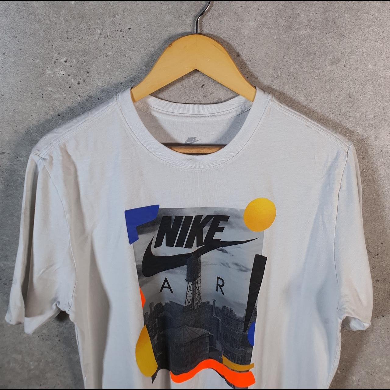 Vintage Nike Air Spellout T Shirt Shirt Men’s Medium White Swoosh Logo Athletic C9846