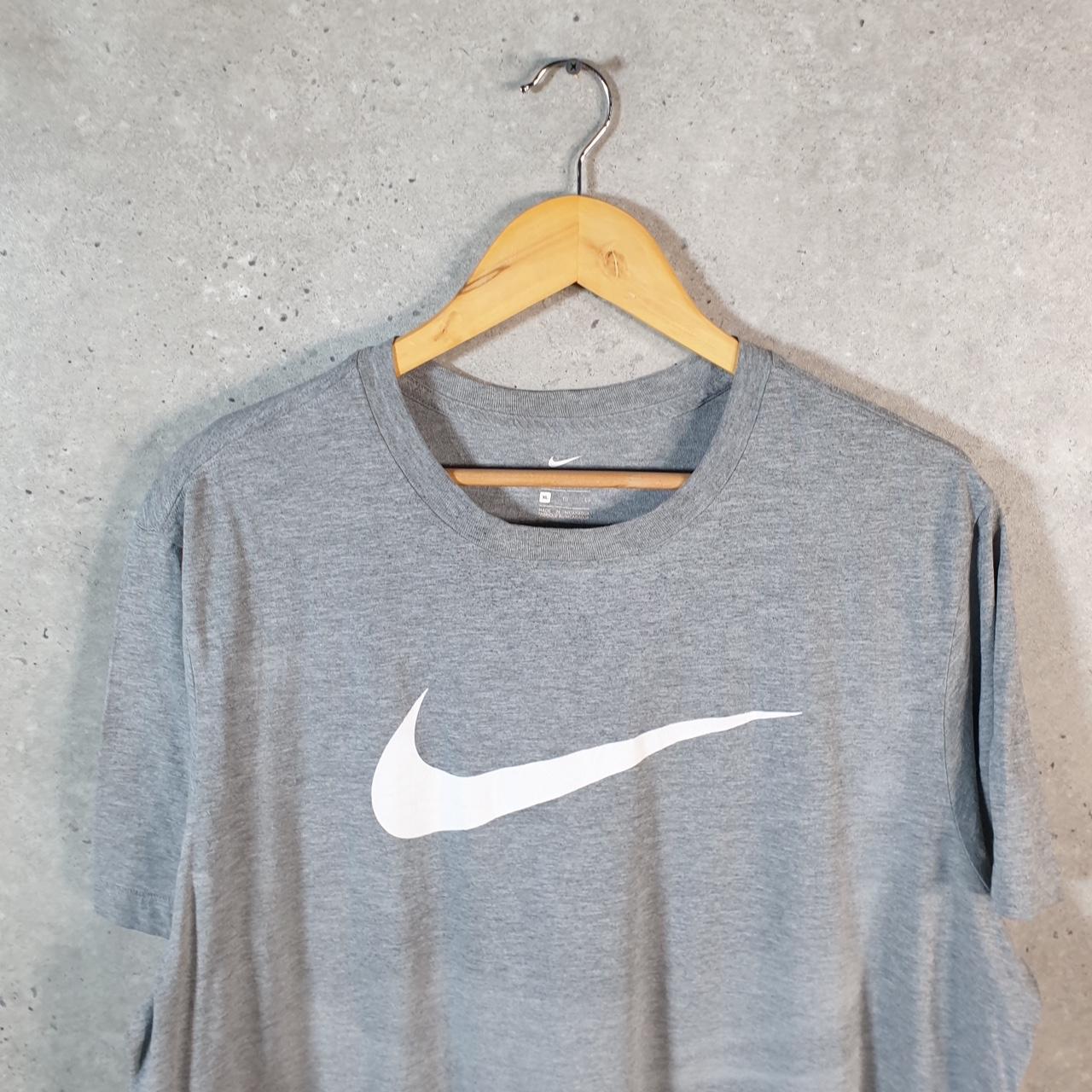 Vintage Nike T Shirt Men’s XL Grey Printed Single Swoosh Logo Athletic C8292