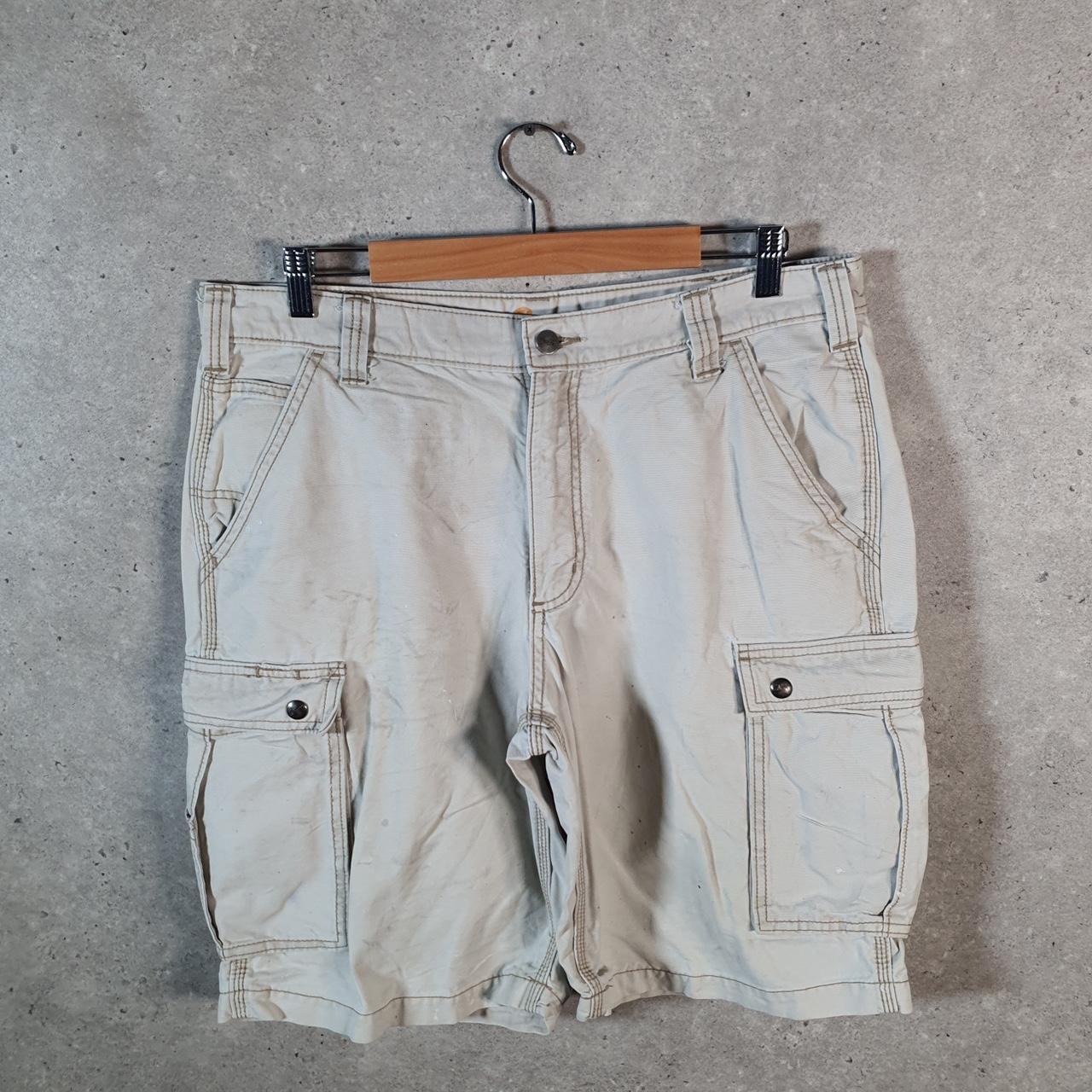 Vintage Carhartt Baggy Carpenter Shorts Jorts Cargo Men’s W36 Beige Relaxed Fit Workwear A4840