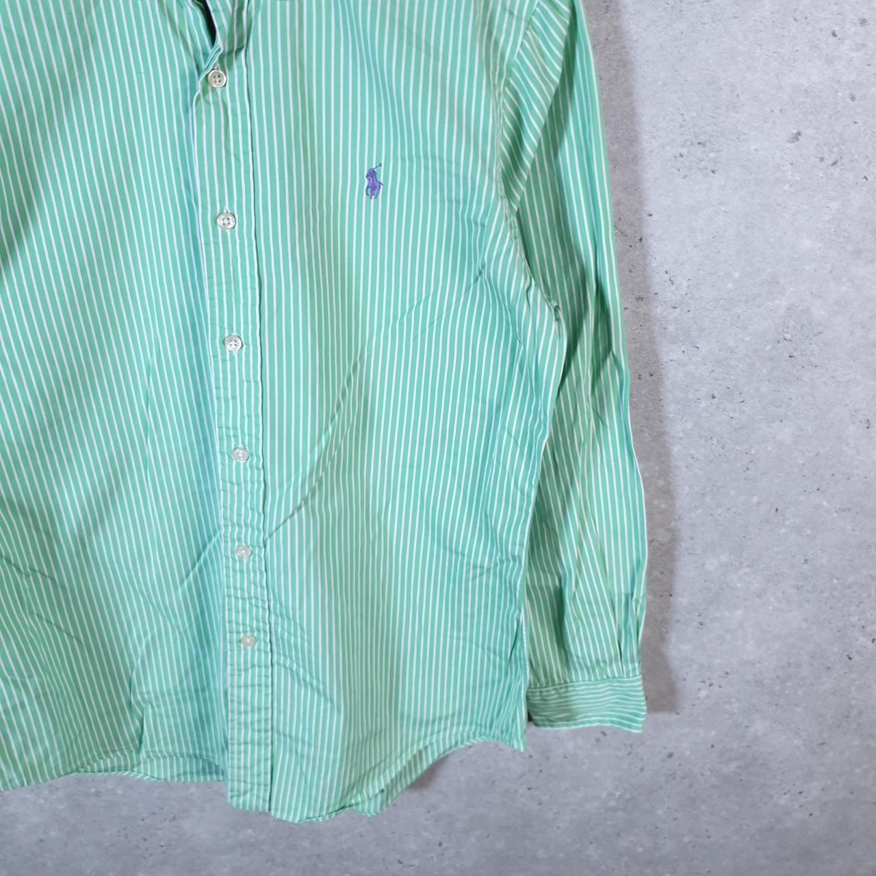 Vintage Ralph Lauren Button Down Shirt Men’s Small Green Custom Fit Cotton Stretch Pony