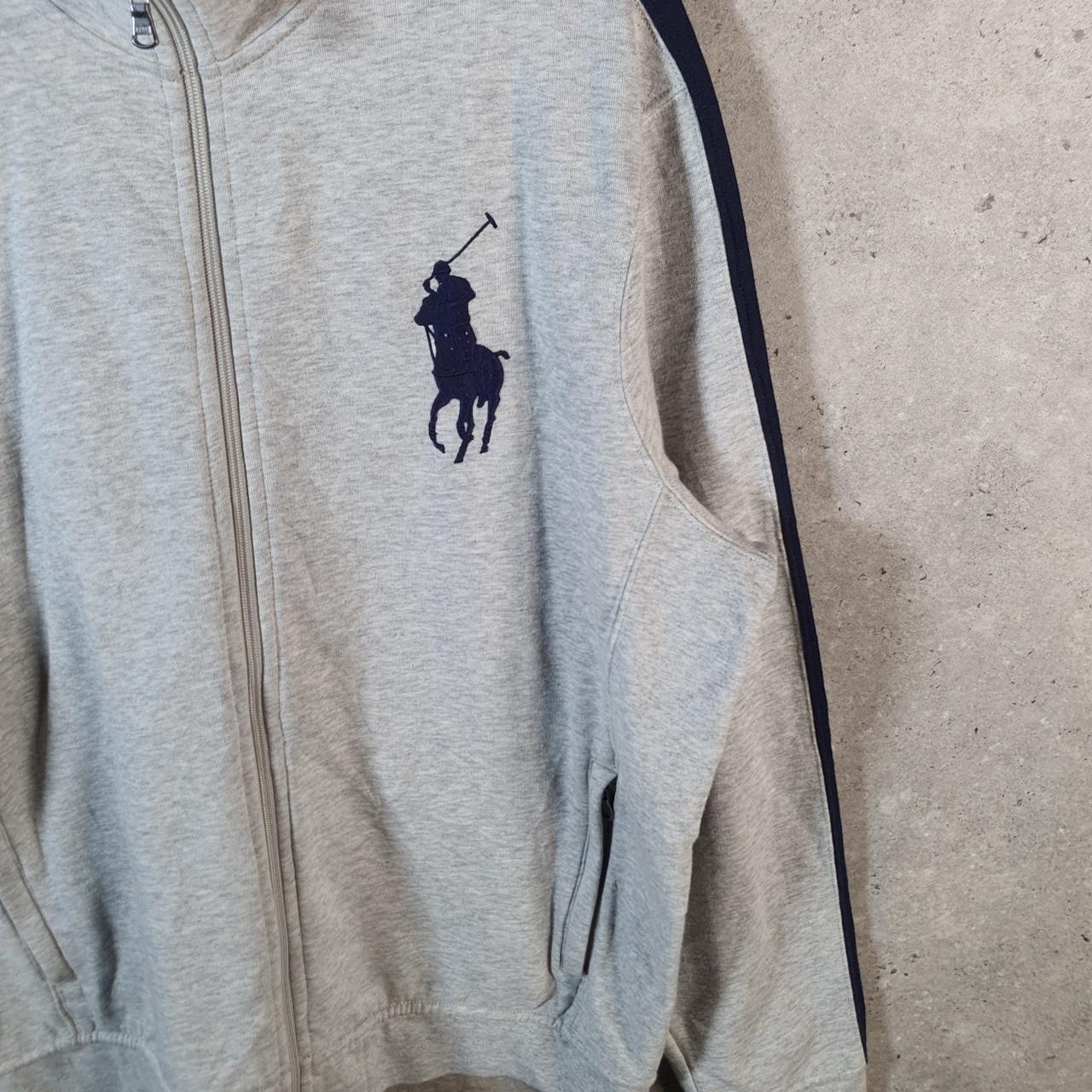 Vintage Ralph Lauren Polo Crest Badge Sweatshirt Men’s XL Grey Cotton Full Zip Pony