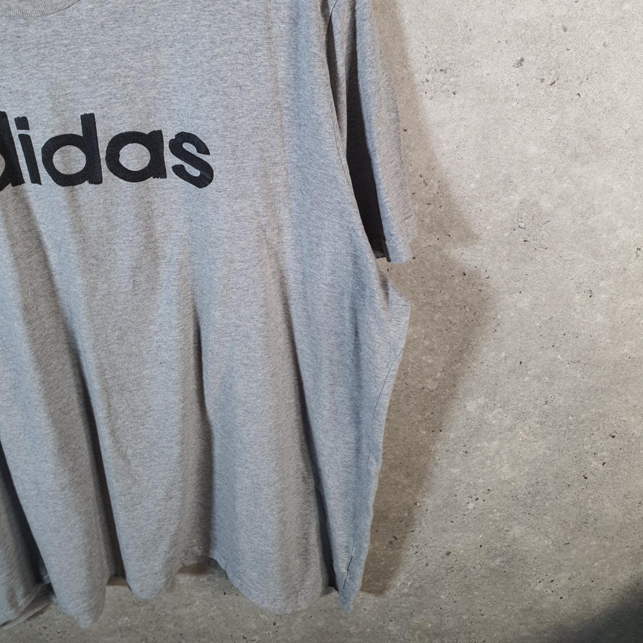 Vintage Adidas Spellout Retro T Shirt Men’s 2XL Grey Three Stripes Logo