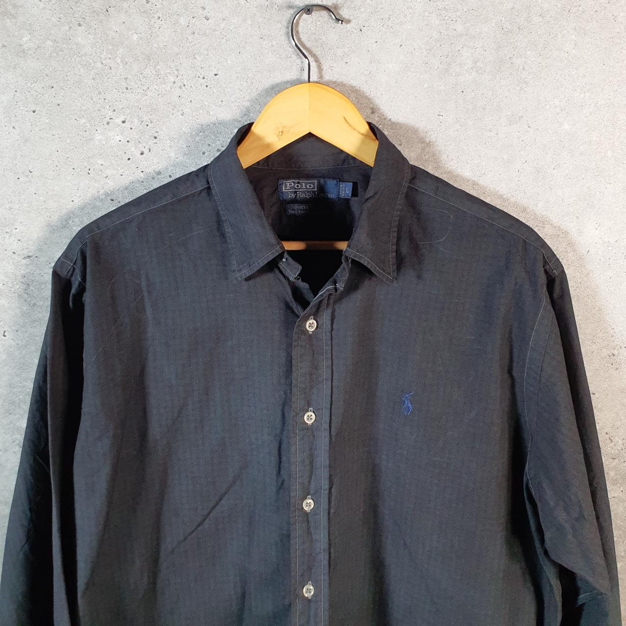 Vintage Ralph Lauren Button Down Shirt Men’s Large Black Checkered Lowell Sport Pony Casual C8497