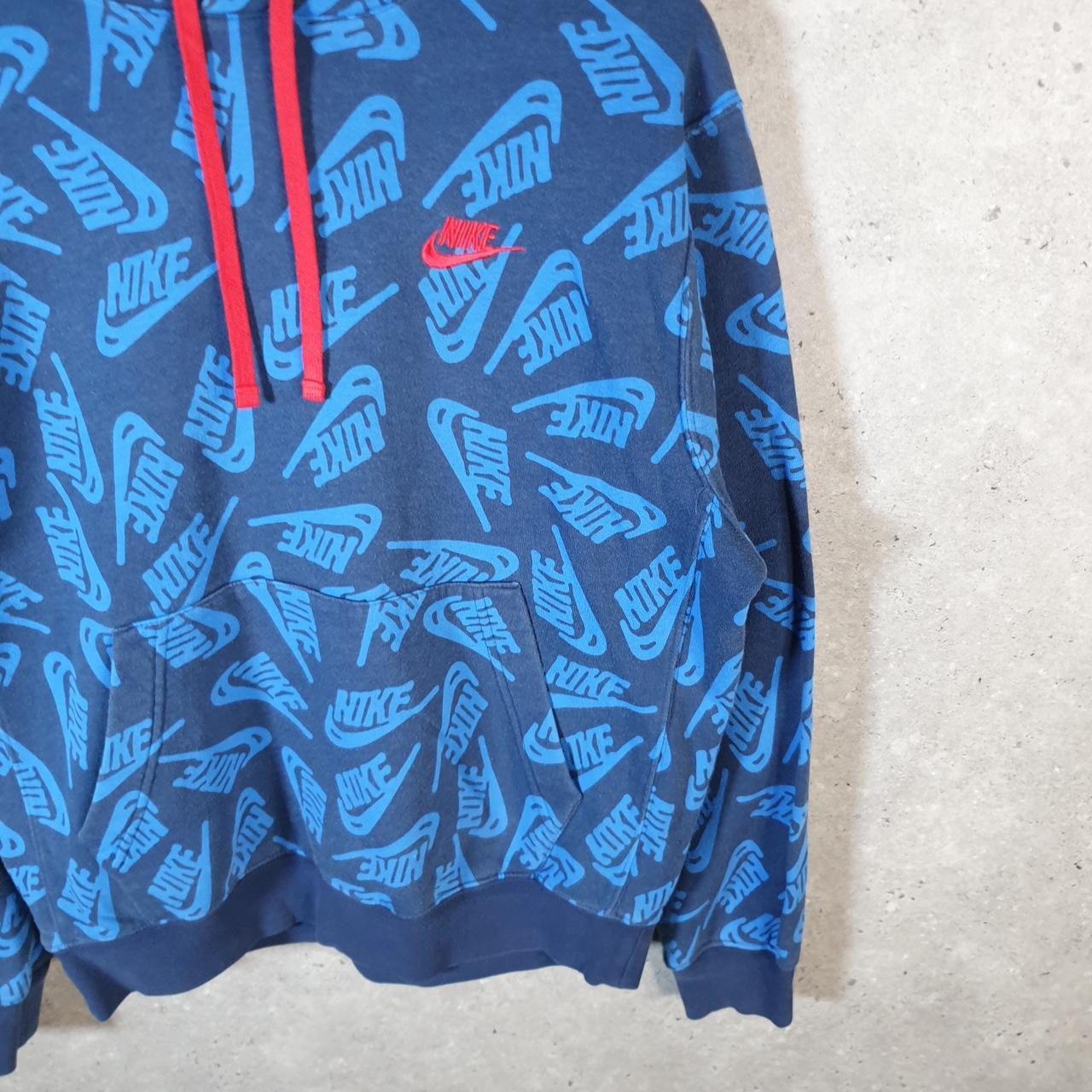 Vintage Nike Club Embroidered Hoodie Men’s Small Blue Swoosh Y2K Pullover Logo