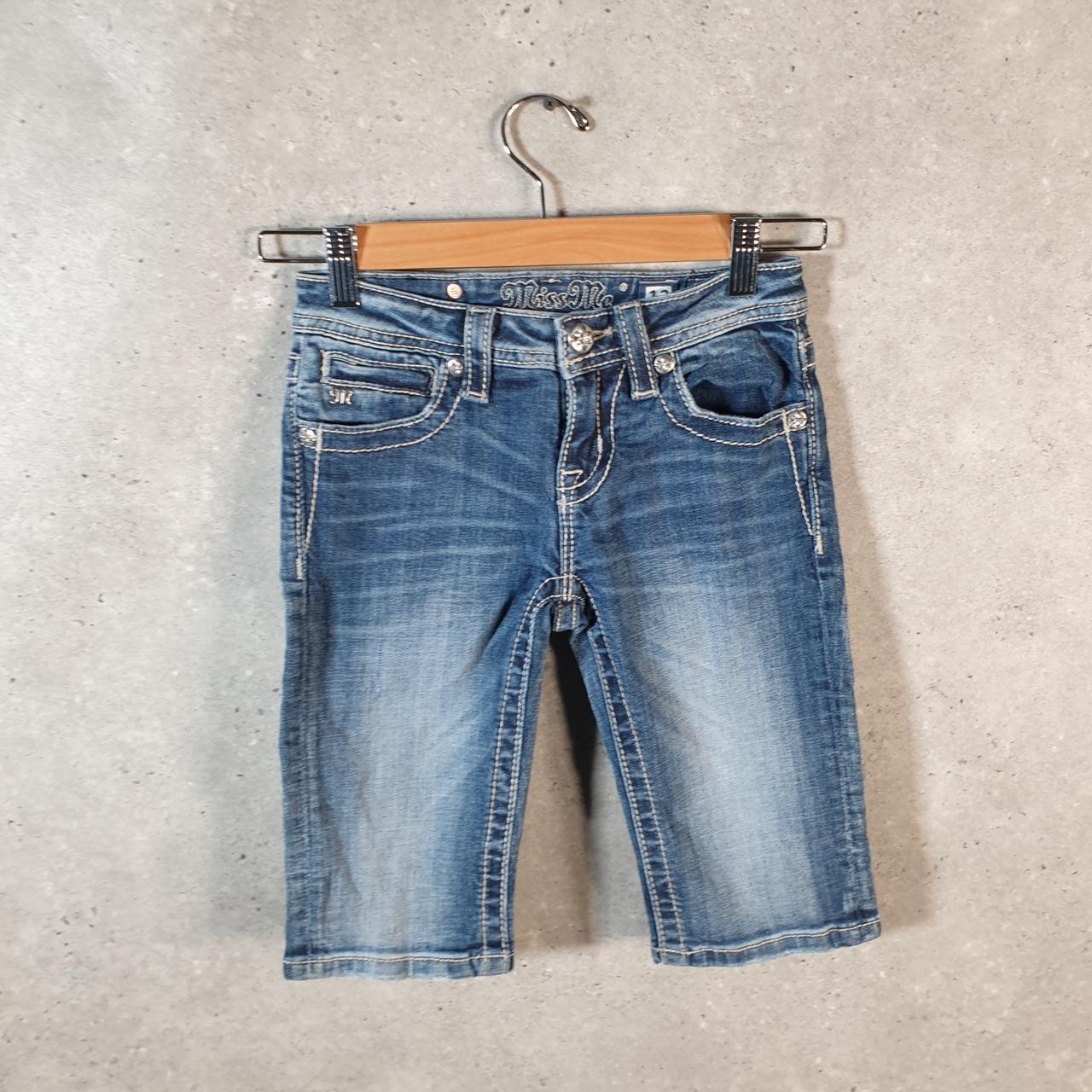 Vintage Miss Me Baggy Y2K Hip Hop Jeans Shorts Jorts Womens W24 Blue Denim Low Rise