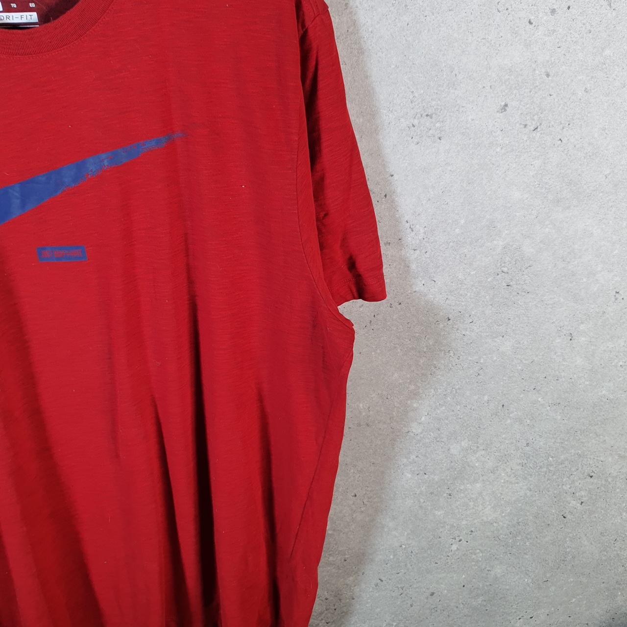 Vintage Nike Just Do It Dri Fit Graphic Spellout T Shirt Men’s XL Red Swoosh Athletic
