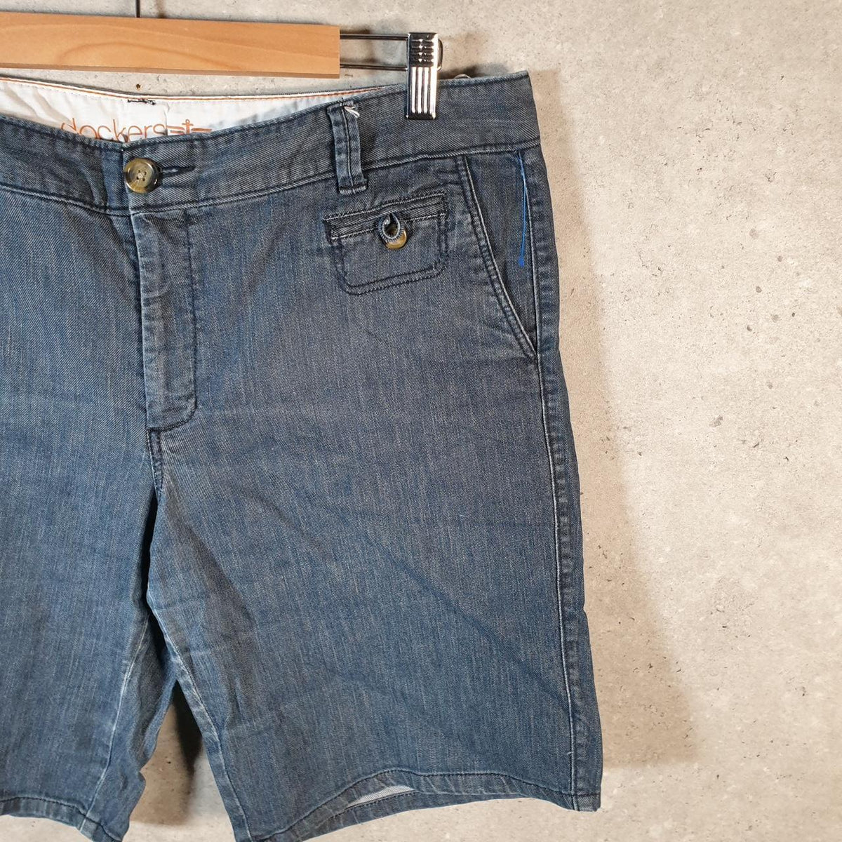 Vintage Dockers Chino Shorts Jorts Cargo Womens W36 Blue Baggy Cotton