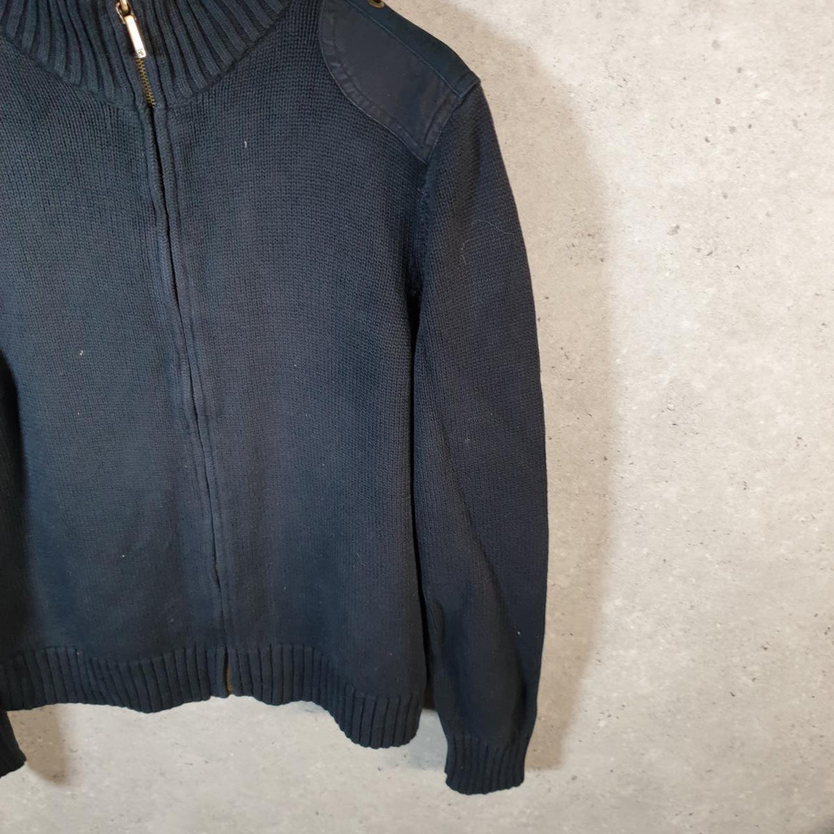 Vintage Ralph Lauren Polo Knit Sweater Womens XL Black Cotton Full Zip